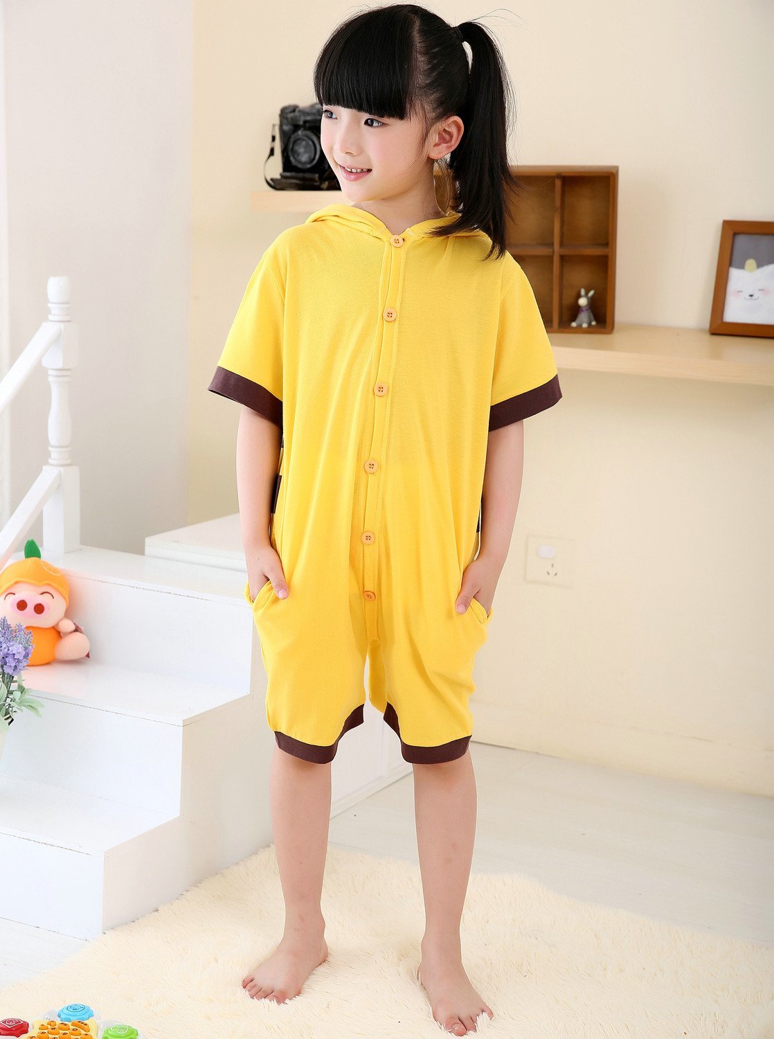 Pokemon Pikachu kids Yellow Animal Onesies Summer Pajamas - Azufun