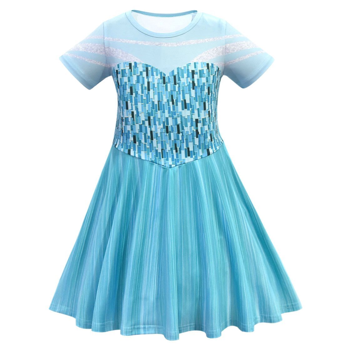 Frozen Girls Dresses Cartoon Cosplay Snow Queen Princess Elsa For Kids - Azufun