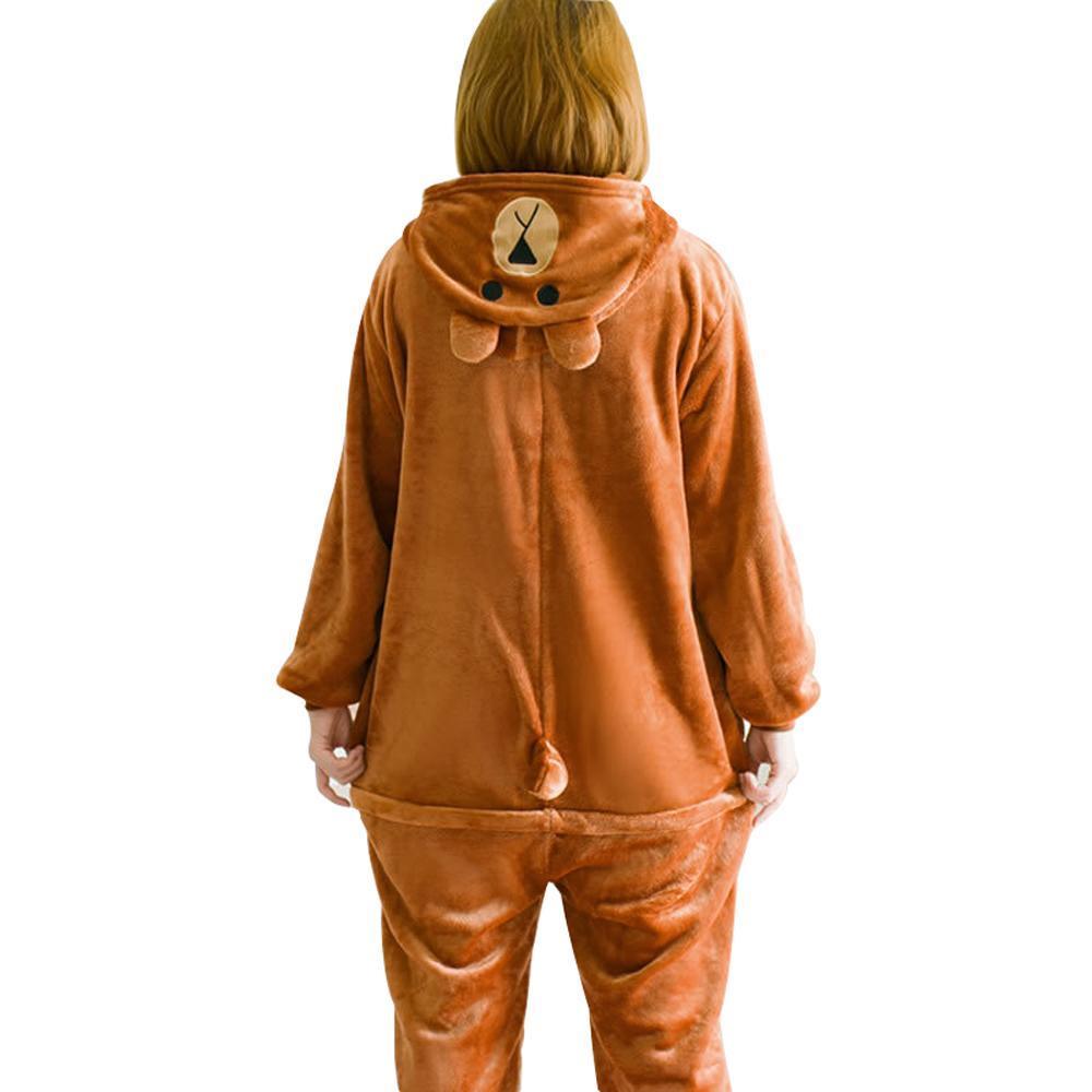 Brown Bear Kigurumi Onesie Hooded Footed Pajamas Party Costume - Azufun