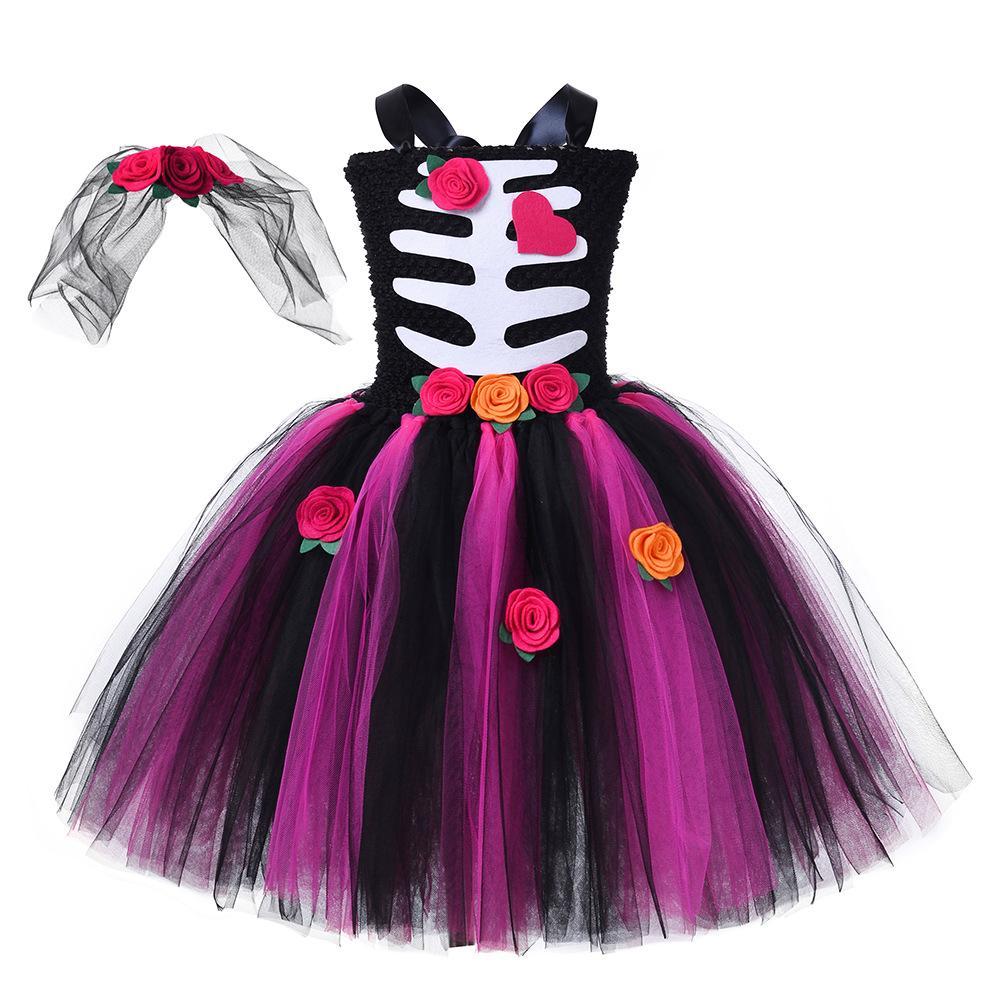Skeleton Princess Emily Tutu Dress for Baby Girl Halloween Cartoon Costume - Azufun