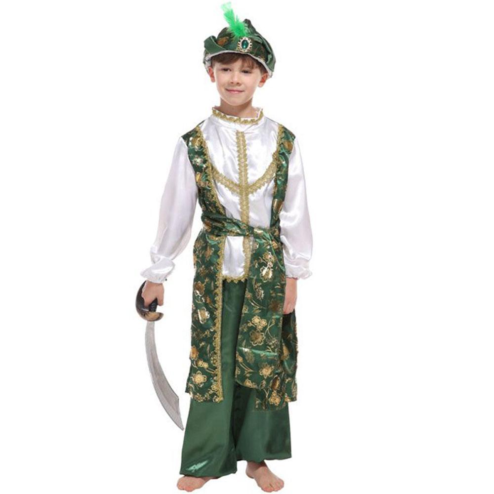 Arabian Prince Halloween Cosplay Costume Stage Performance Arab King Dress for Kids Boys