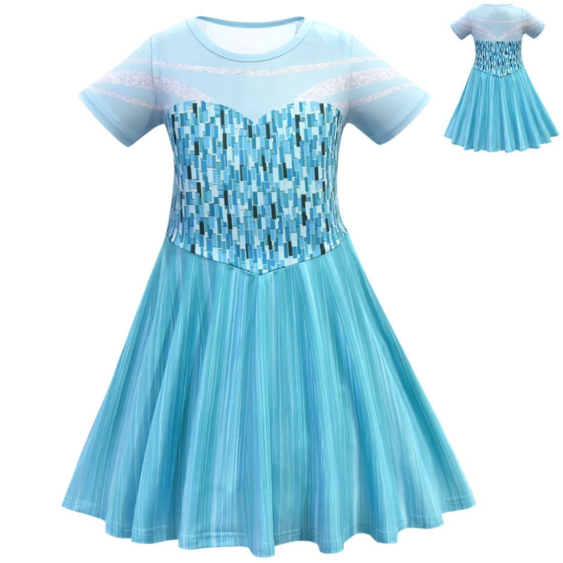 Frozen Girls Dresses Cartoon Cosplay Snow Queen Princess Elsa For Kids - Azufun