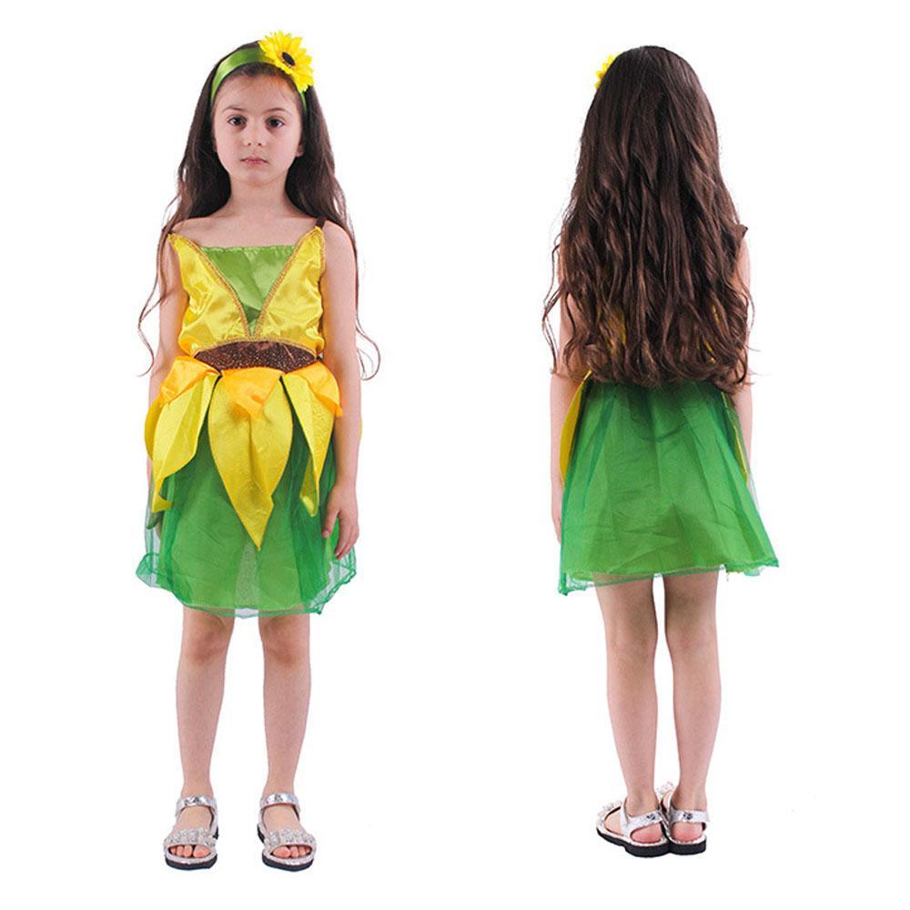 Sunflower Cosplay Costume Halloween Dress Festival Children's Stage Role Performance for Girls