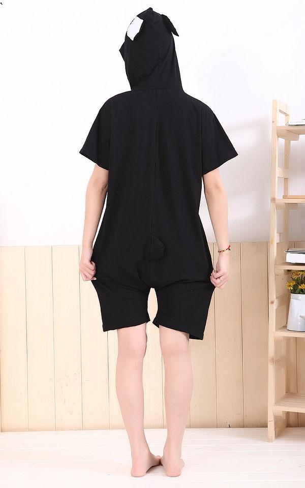 Black Pig Pajamas Animal Onesie Hoodie Kigurumi Short Sleeve - Azufun