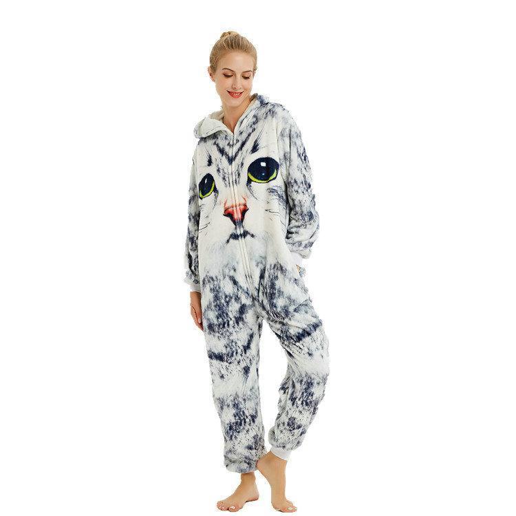 Cat Animal Adult Kigurumi Onesies Pajamas Costume 3D Printed - Azufun