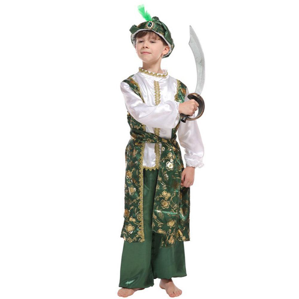 Arabian Prince Halloween Cosplay Costume Stage Performance Arab King Dress for Kids Boys