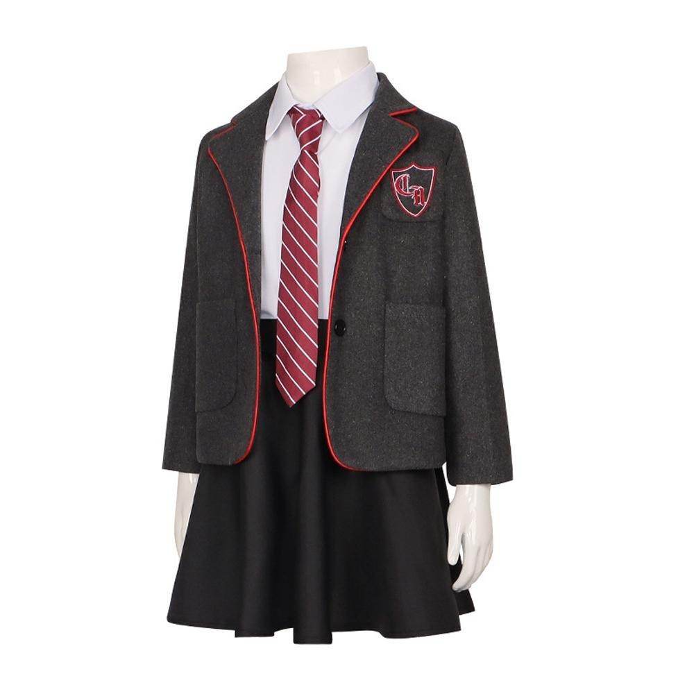 Kids Matilda Musical Cosplay Costume Outfit Girls School Uniform Suit Jacket Shirt Skirt Tie Party Stage Full Set - Azufun