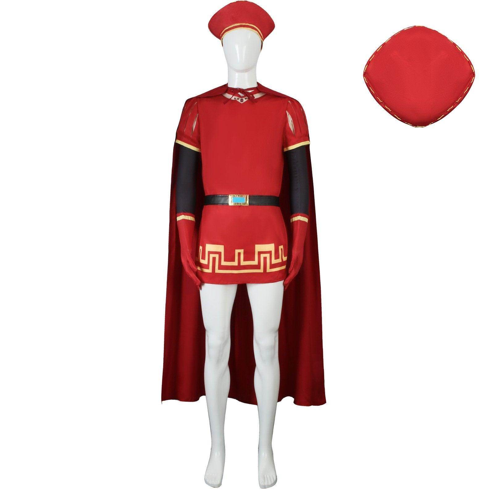 Lord Farquaad Halloween Cosplay Costume Shrek Red Robe Cape - Azufun