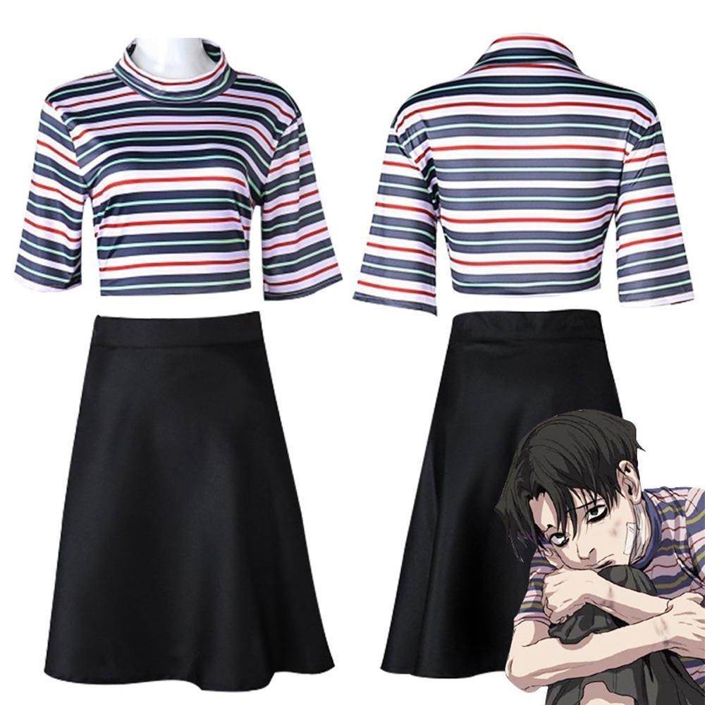 Manga Killing Stalking Yoonbum Cosplay Costume Casual T-Shirt Skirt Halloween Carnival Uniforms Party Dress for Women - Azufun
