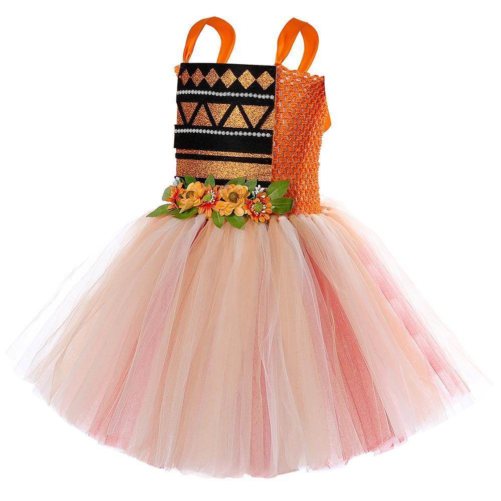 Movie Moana Princess Dress Sweet Flower Fairy dress party runway dress - Azufun