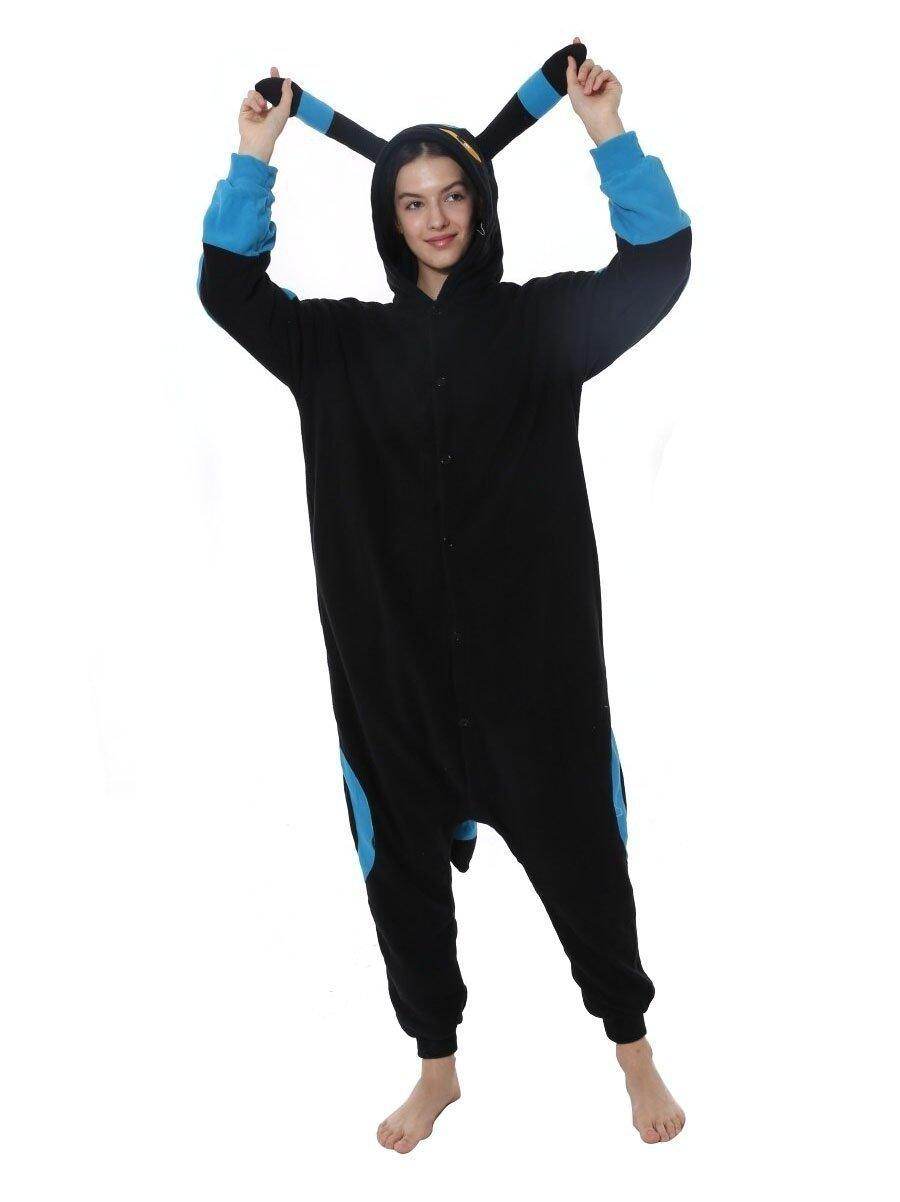 Pokemon Blue Umbreon Eevee Kigurumi Onesie Hoodie Costume Pajamas Black Pajamas - Azufun