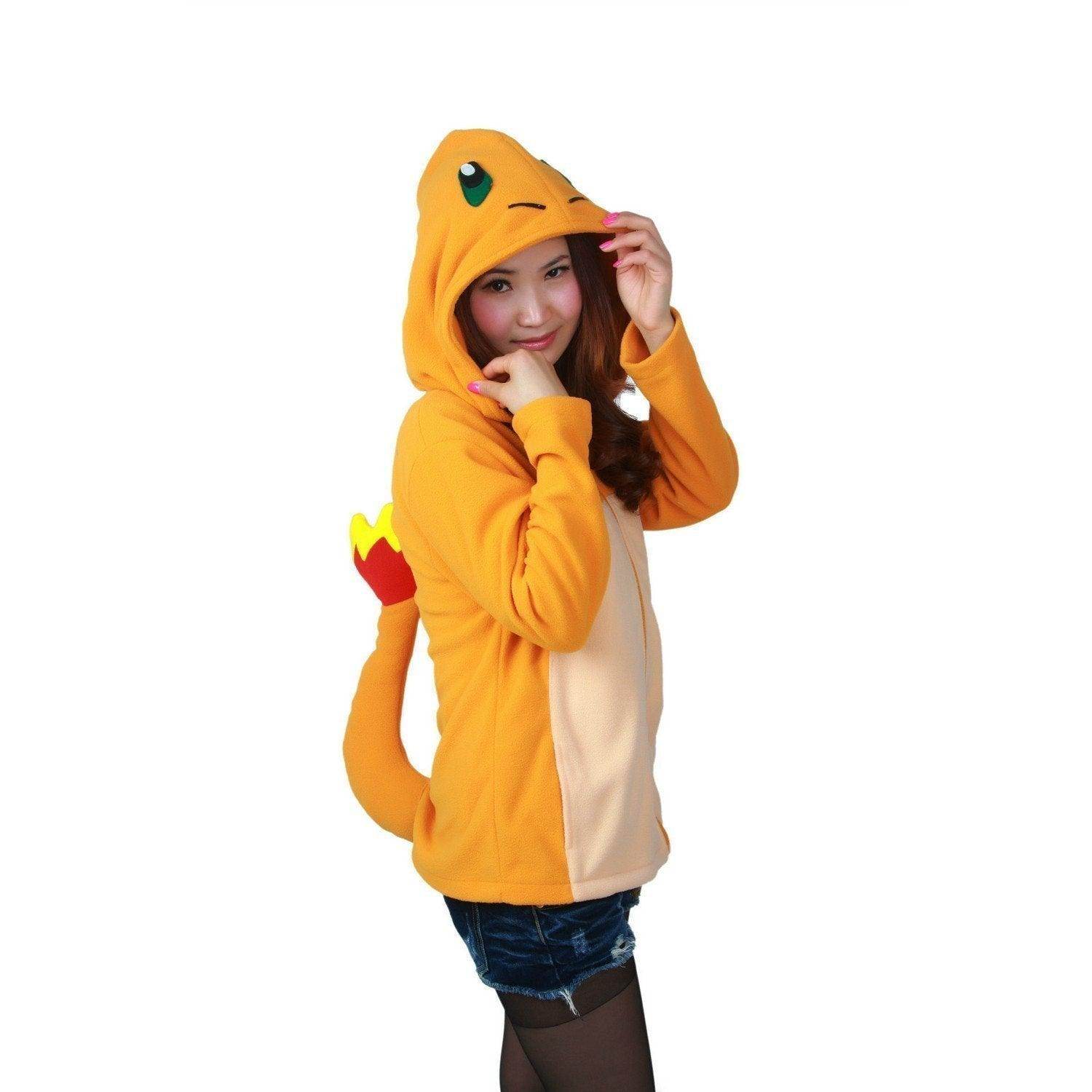 Pokemon Charmander Fire Dragon Long Sleeve Kigurumi Hoodie Coat Jacket - Azufun