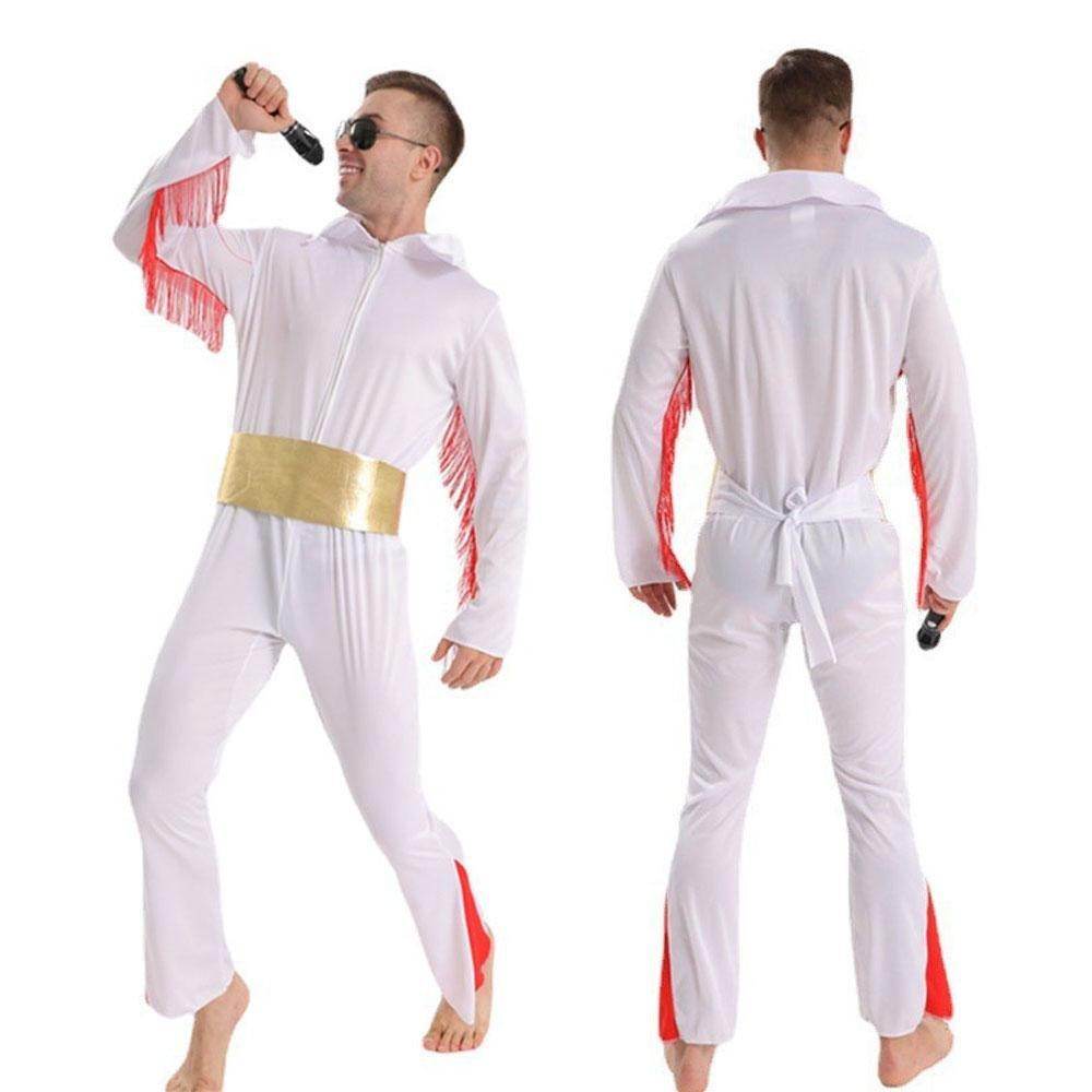 Singer Elvis Presley 80s Costume Outfits Vintage Carnival Masquerade Halloween for Men - Azufun