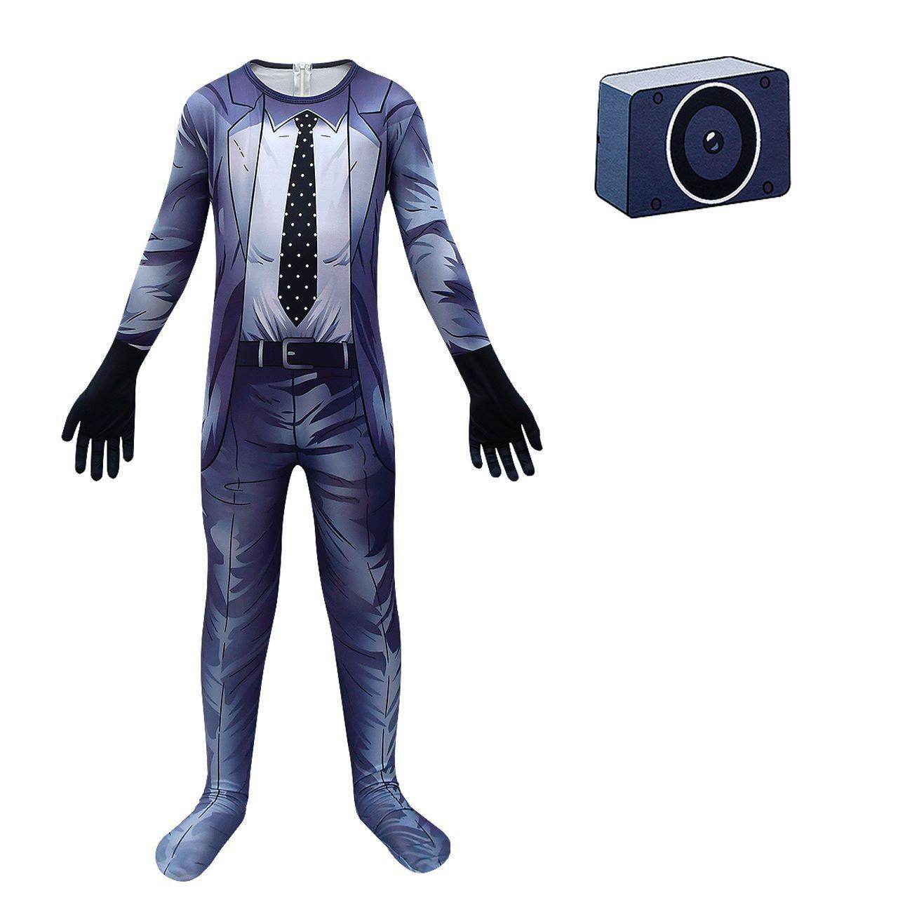 Skibidi Toilet Outfits Jumpsuit Mask Titan Tv man Cosplay Costume For Kids - Azufun