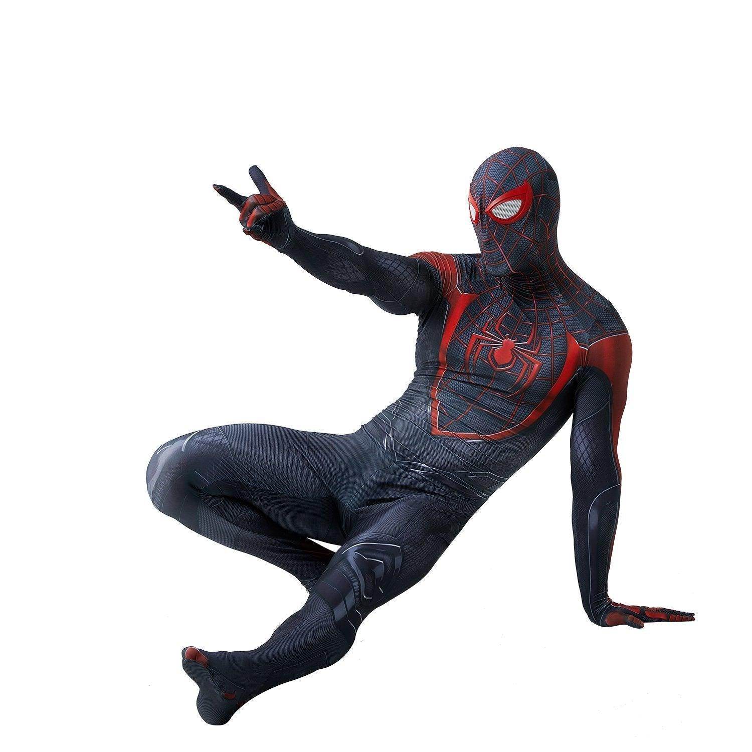 Spider-Man 2 Miles Morales Black Cosplay Jumpsuit Costume for Adults and Kids - Azufun