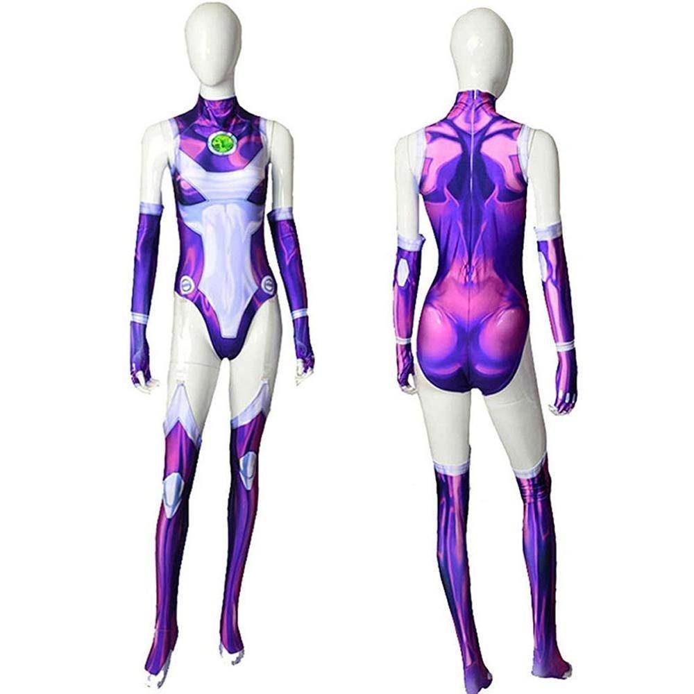 Starfire Jumpsuit Zentai Cosplay Costume Halloween Carnival Suit For Adults - Azufun