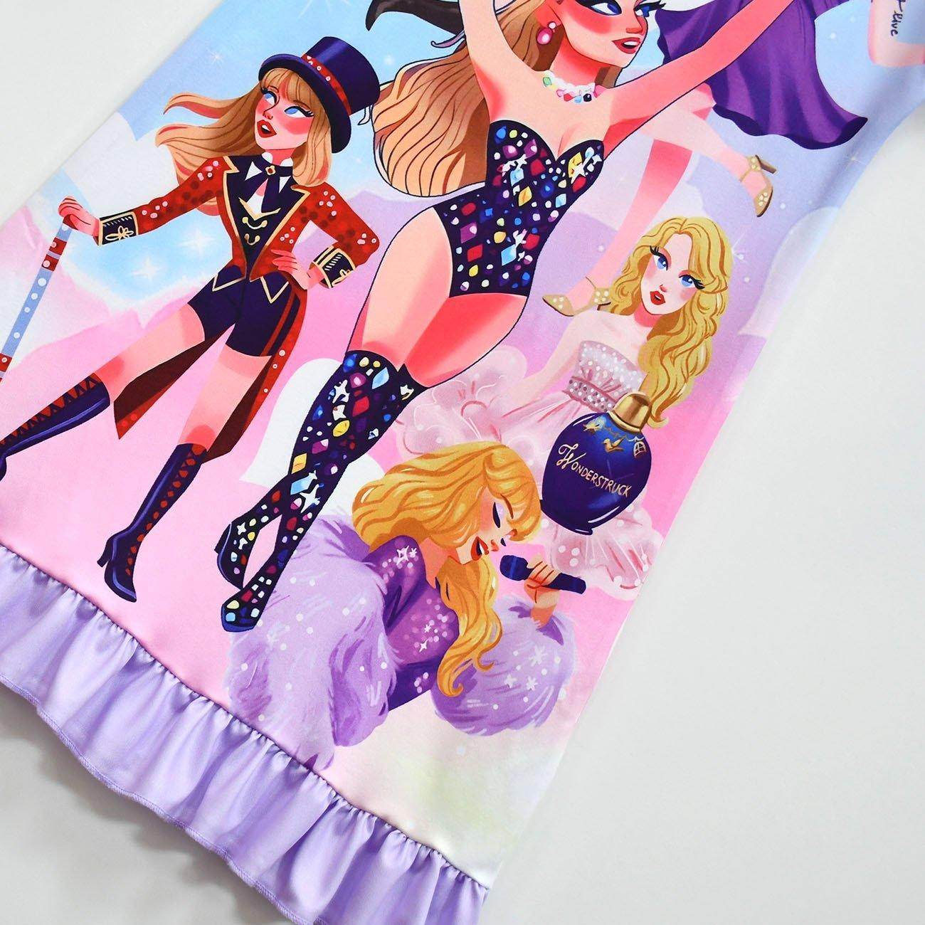 Taylor Swift Flying Sleeve Dress Cosplay Costumes Printing Kids - Azufun