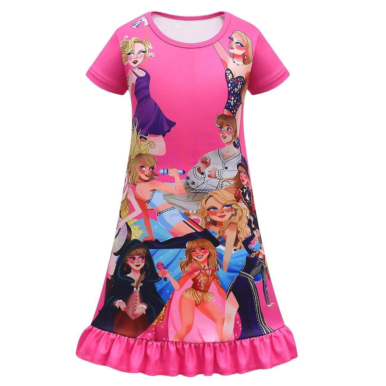 Taylor Swift Pajama Dress Cosplay Costumes Printing Kids - Azufun