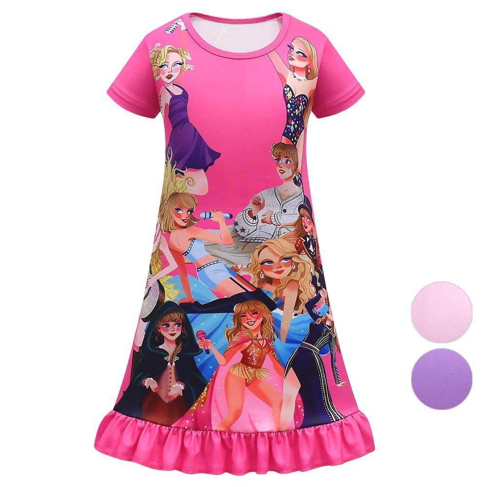 Taylor Swift Pajama Dress Cosplay Costumes Printing Kids - Azufun