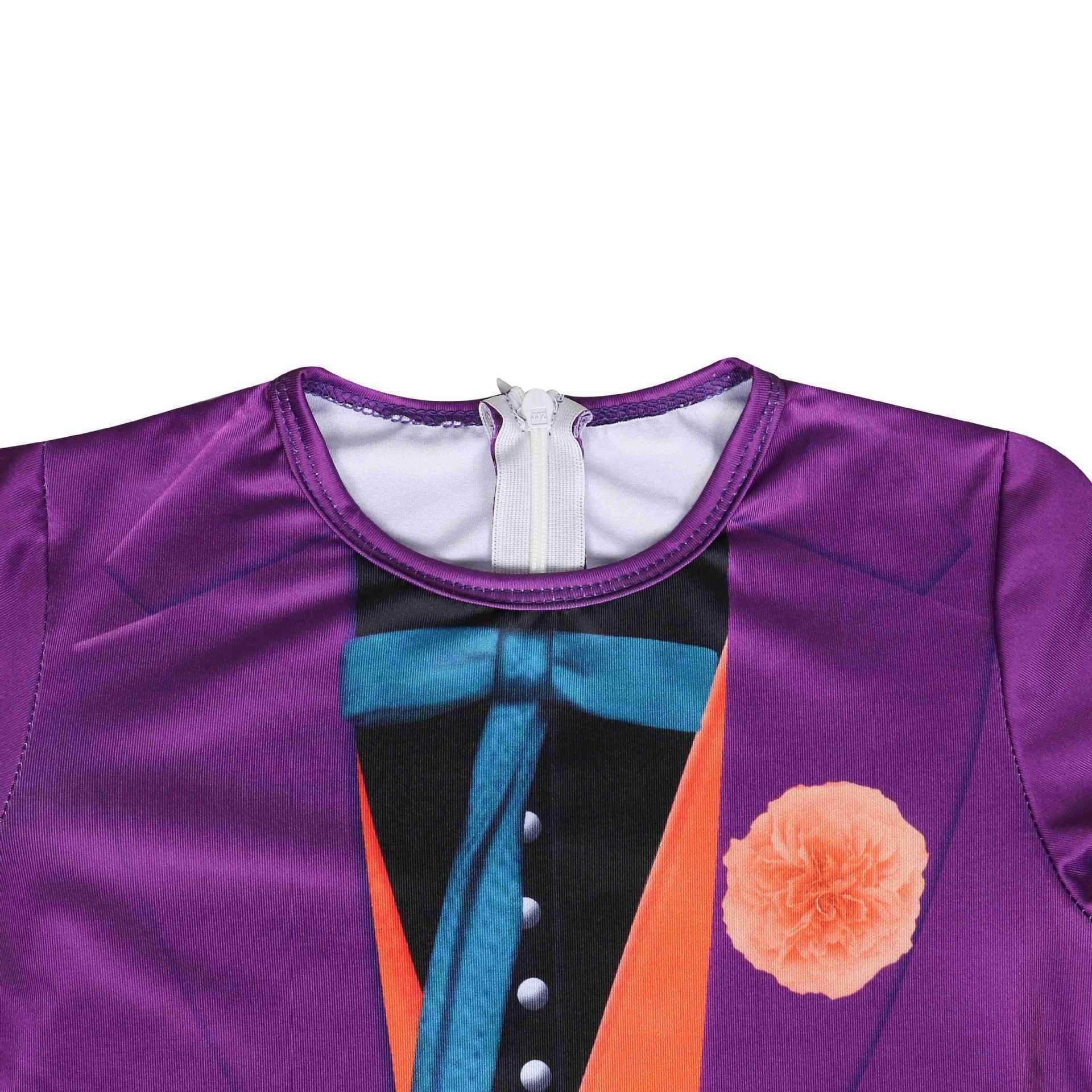 The Dark Knight Joker Cosplay Costume Halloween Jumpsuit Kids Bodysuit - Azufun