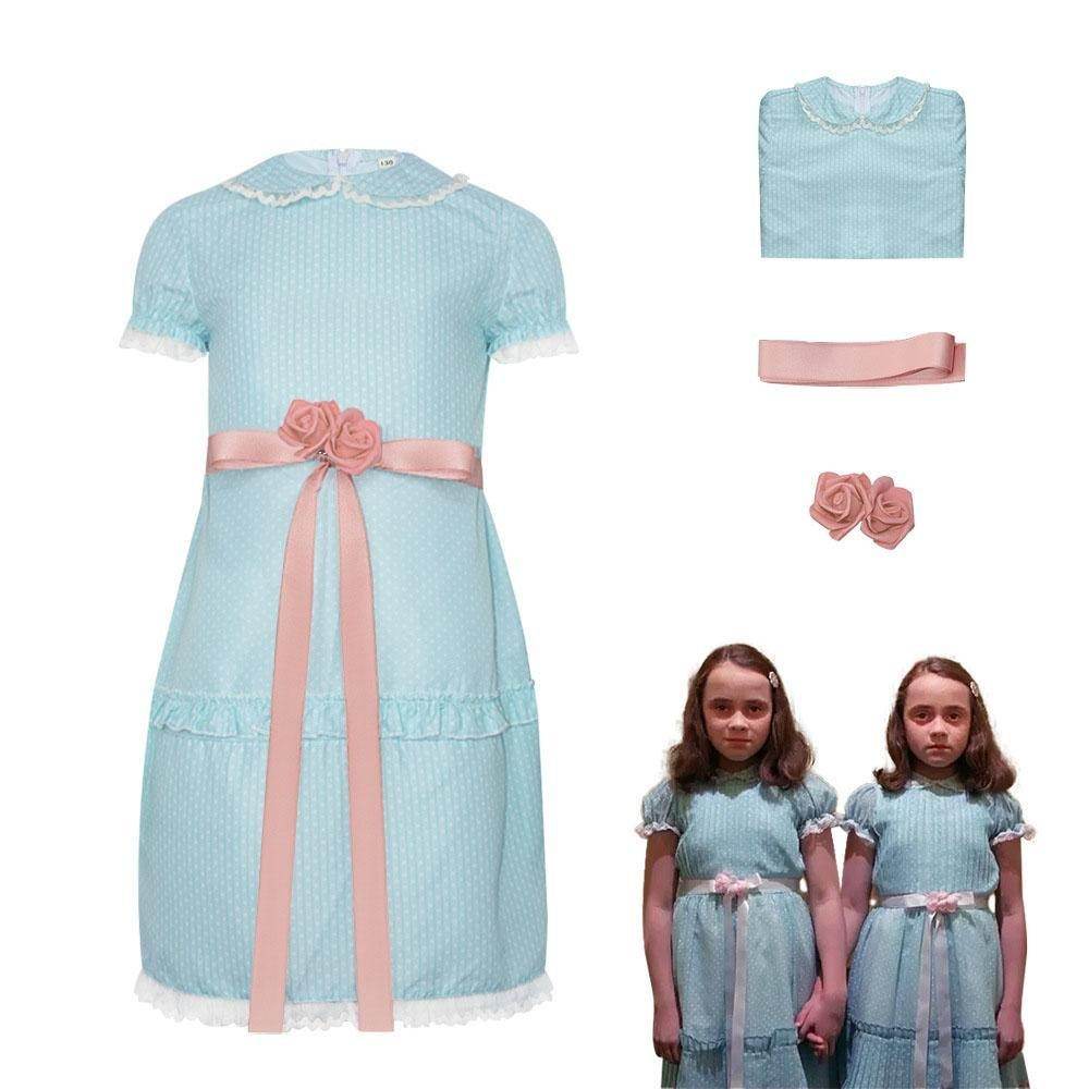 The Shining Twin Girls Cosplay Costume Halloween Dress for Kids - Azufun
