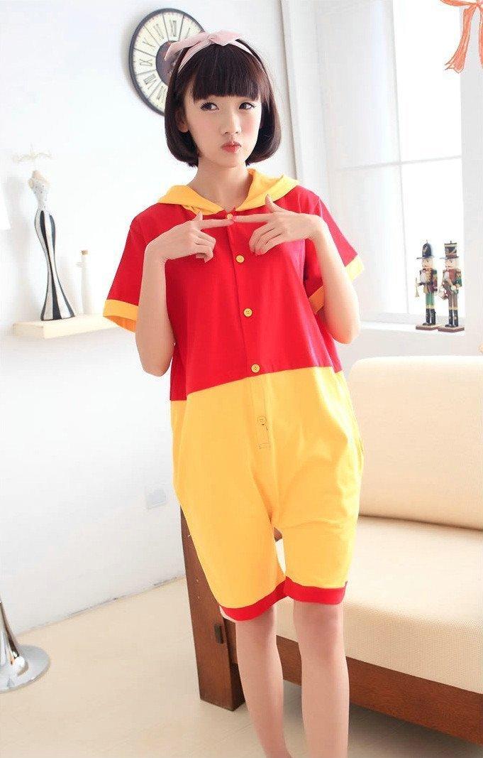 Winnie the Pooh Pajamas Onesie Hoodie Kigurumi Short Sleeve - Pajamasbuy