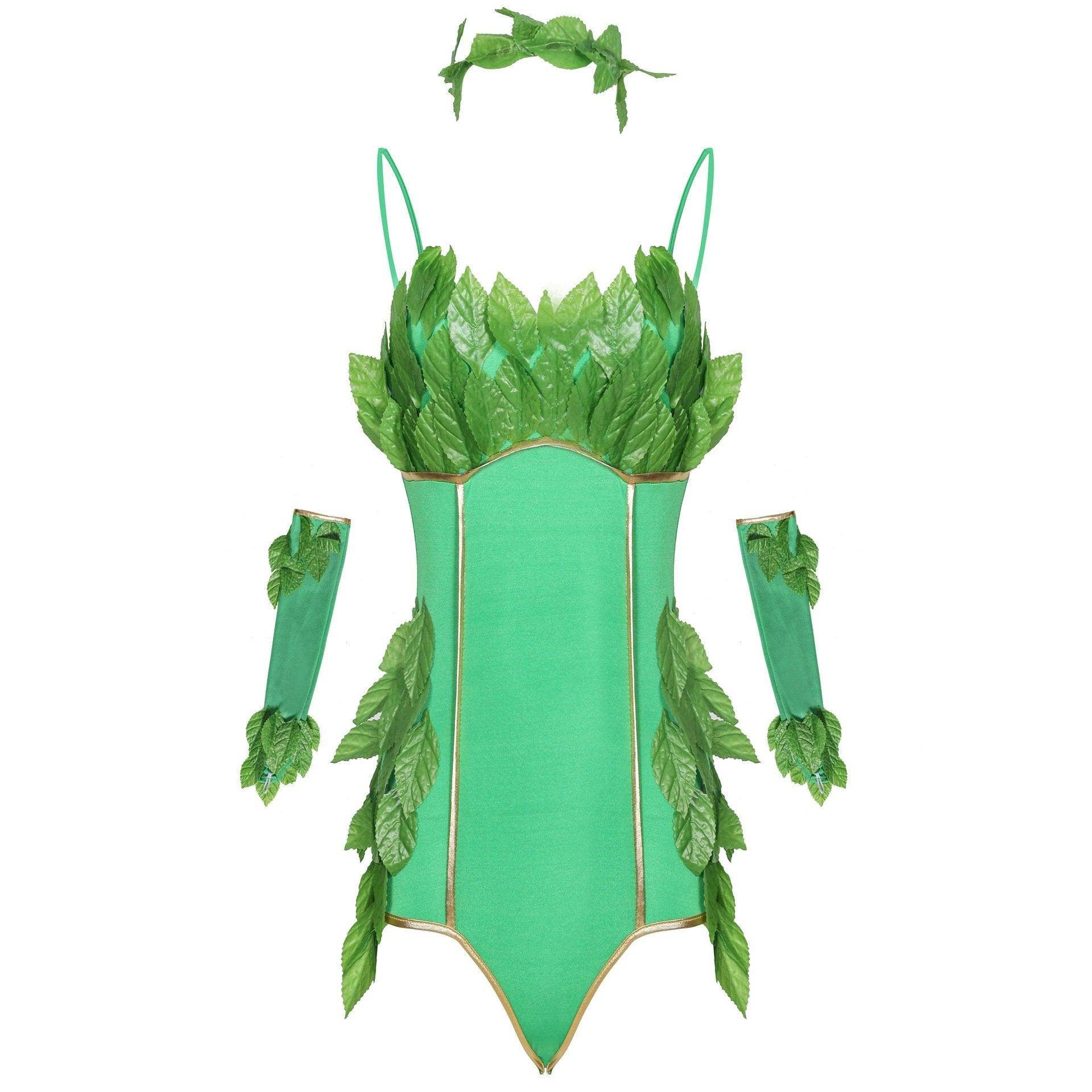 Women's Deluxe Poison Ivy Costume Jumpsuit Halloween - Azufun
