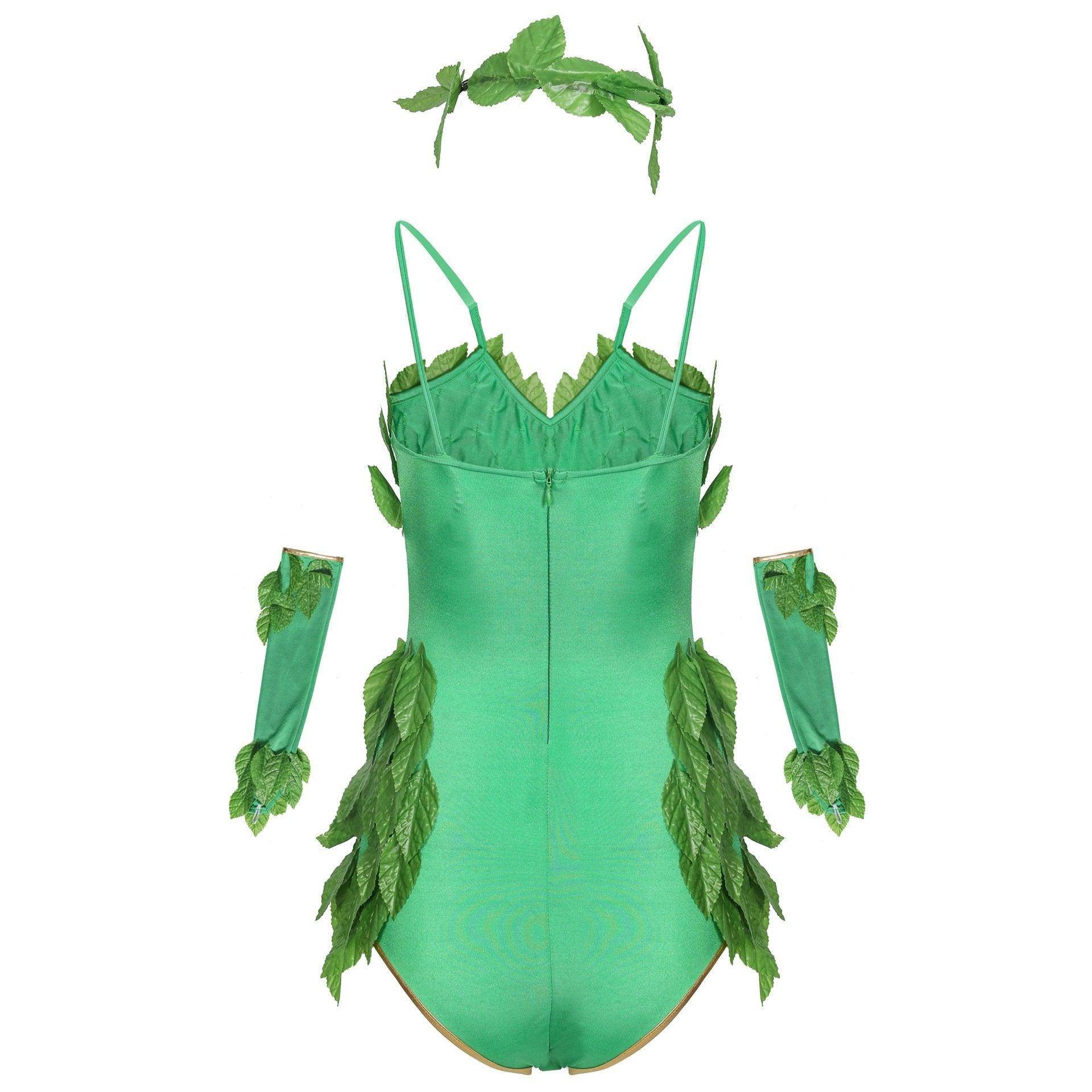 Women's Deluxe Poison Ivy Costume Jumpsuit Halloween - Azufun