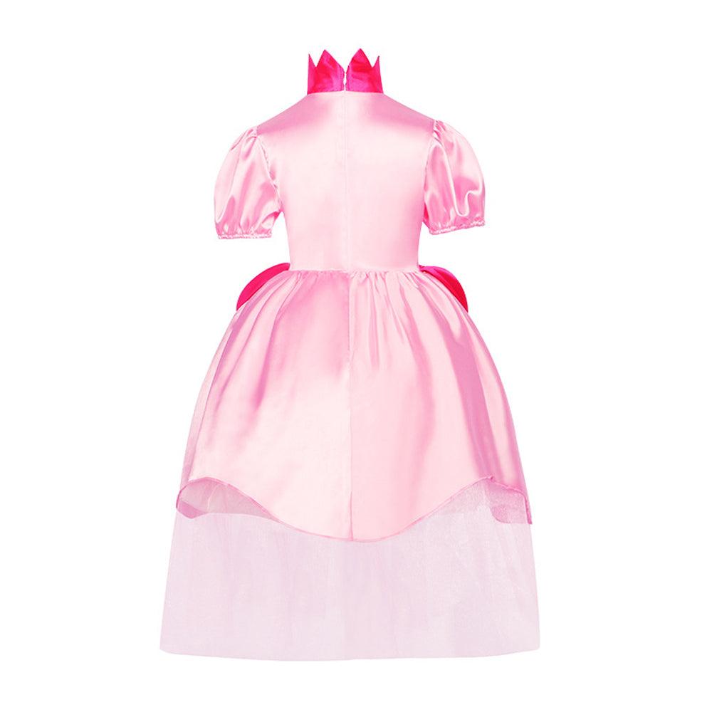 Adult Women Princess Peach Cosplay Costume Mesh Dress Outfits Halloween Carnival Suit