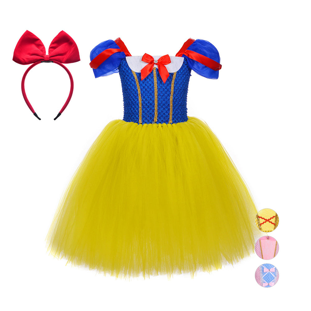 Snow White Princess Costume Kids Girls Cosplay Party Tutu Cake Dress Halloween Outfit