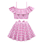 2023 Barbie Movie Margot Robbie Barbie Plaid Kids Swimsuit Outfits Cosplay Costume