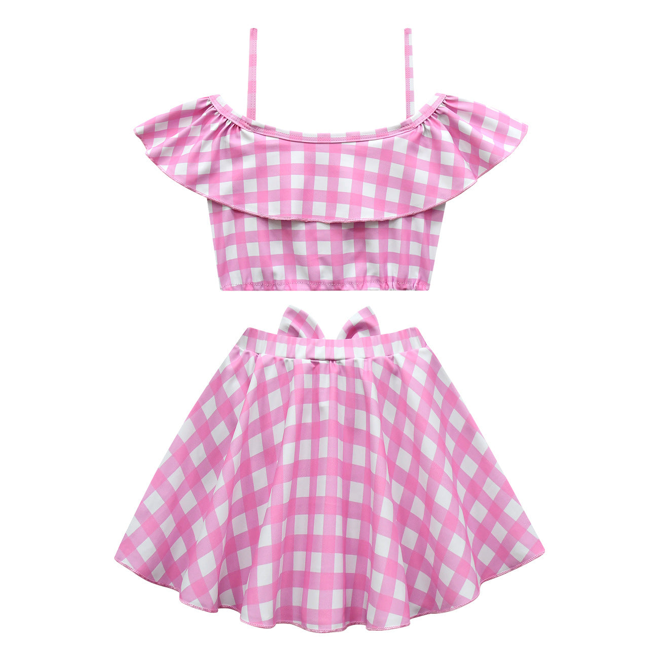 2023 Barbie Movie Margot Robbie Barbie Plaid Kids Swimsuit Outfits Cosplay Costume