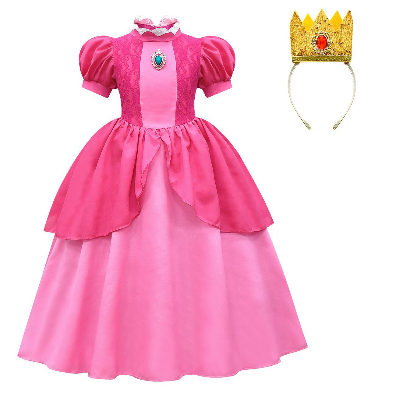 Super Mario Bros Princess Peach Kids Girls Tutu Dress Outfits Cosplay Costume