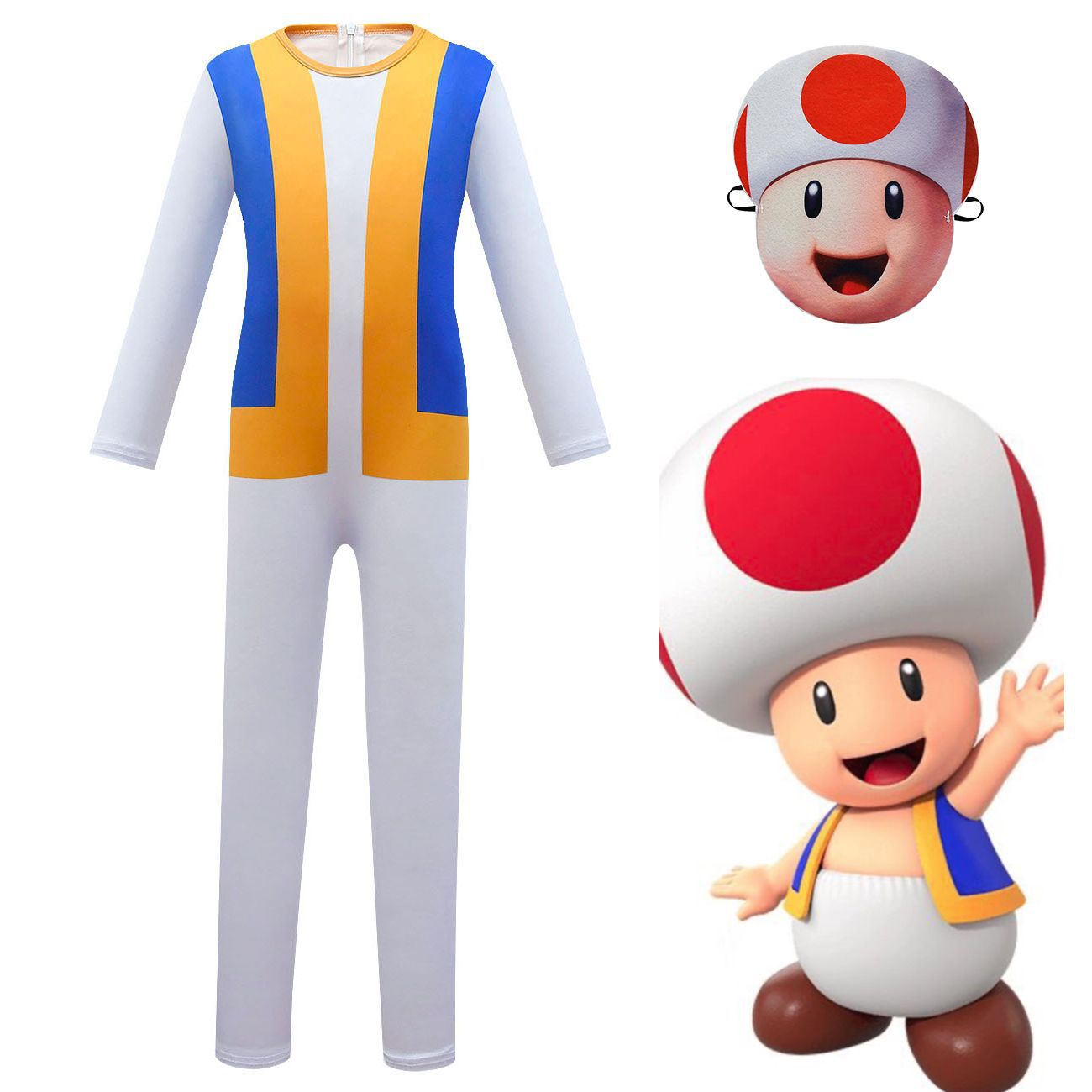 Super Mario Bros Toad Kids Jumpsuit Outfits Cosplay Party Costume