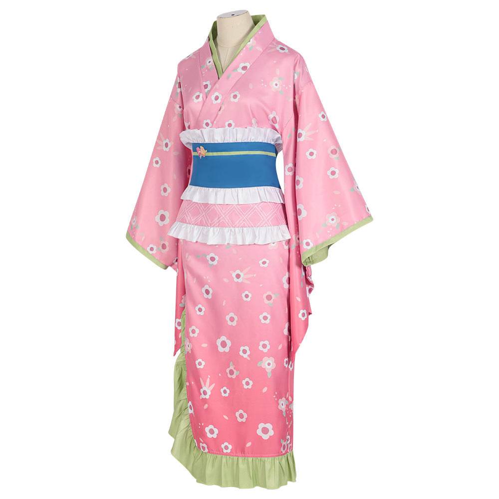 Kanroji Mitsuri Cosplay Costume Women Pink Kimono Party Carnival - Azufun