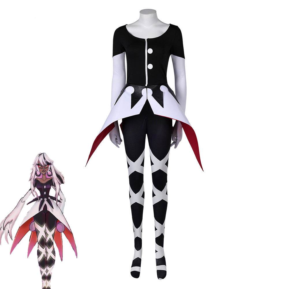 Hazbin Hotel Carmilla Carmine Cosplay Costume Women Black Jumpsuit Party Carnival - Azufun