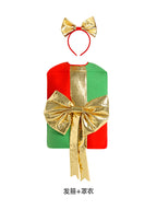 Christmas Present Costume Kids Gold Ribbon Gift Box Costume Vest