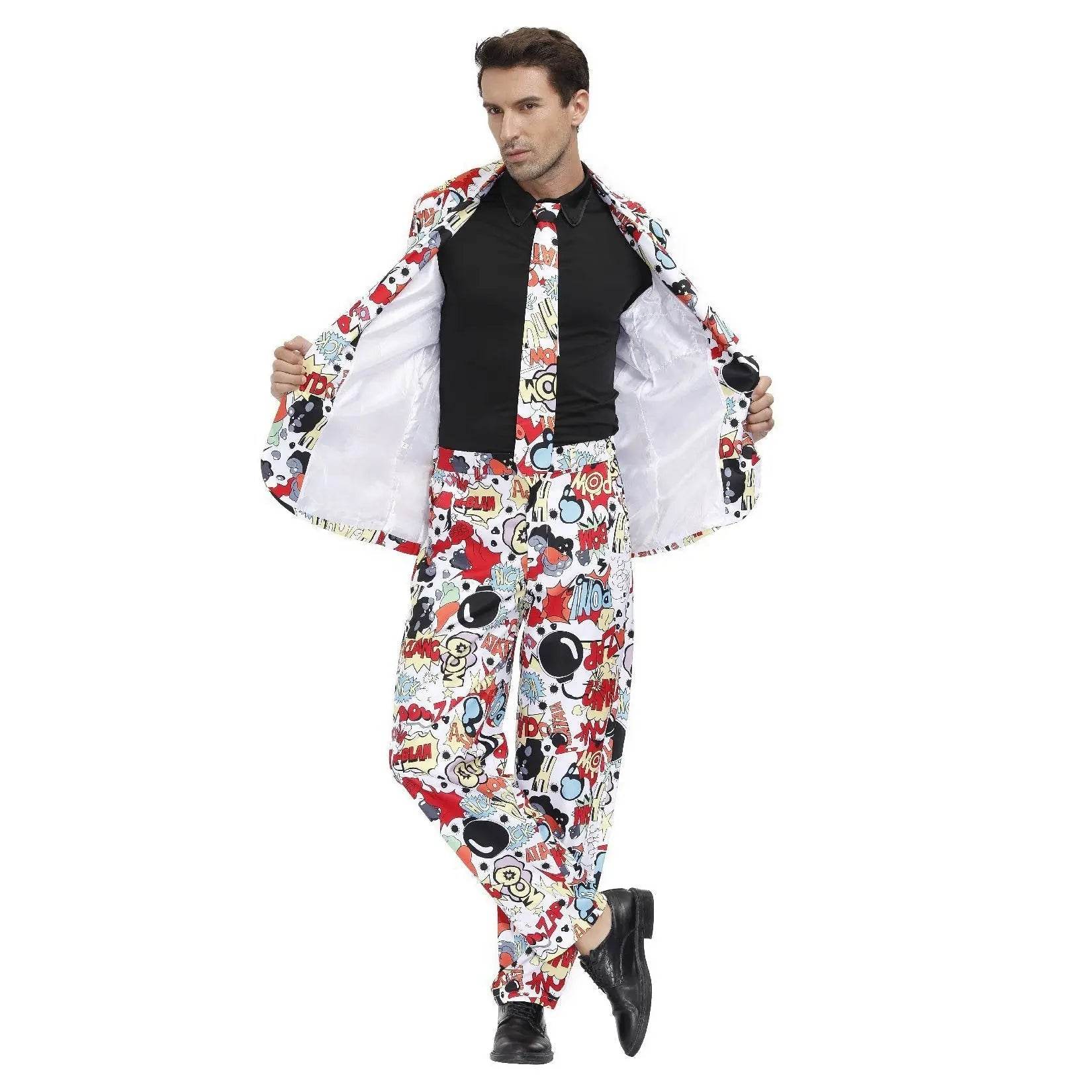 1980s Love Flower Print Suit 80s Costumes Cosplay Party Carnival - Azufun