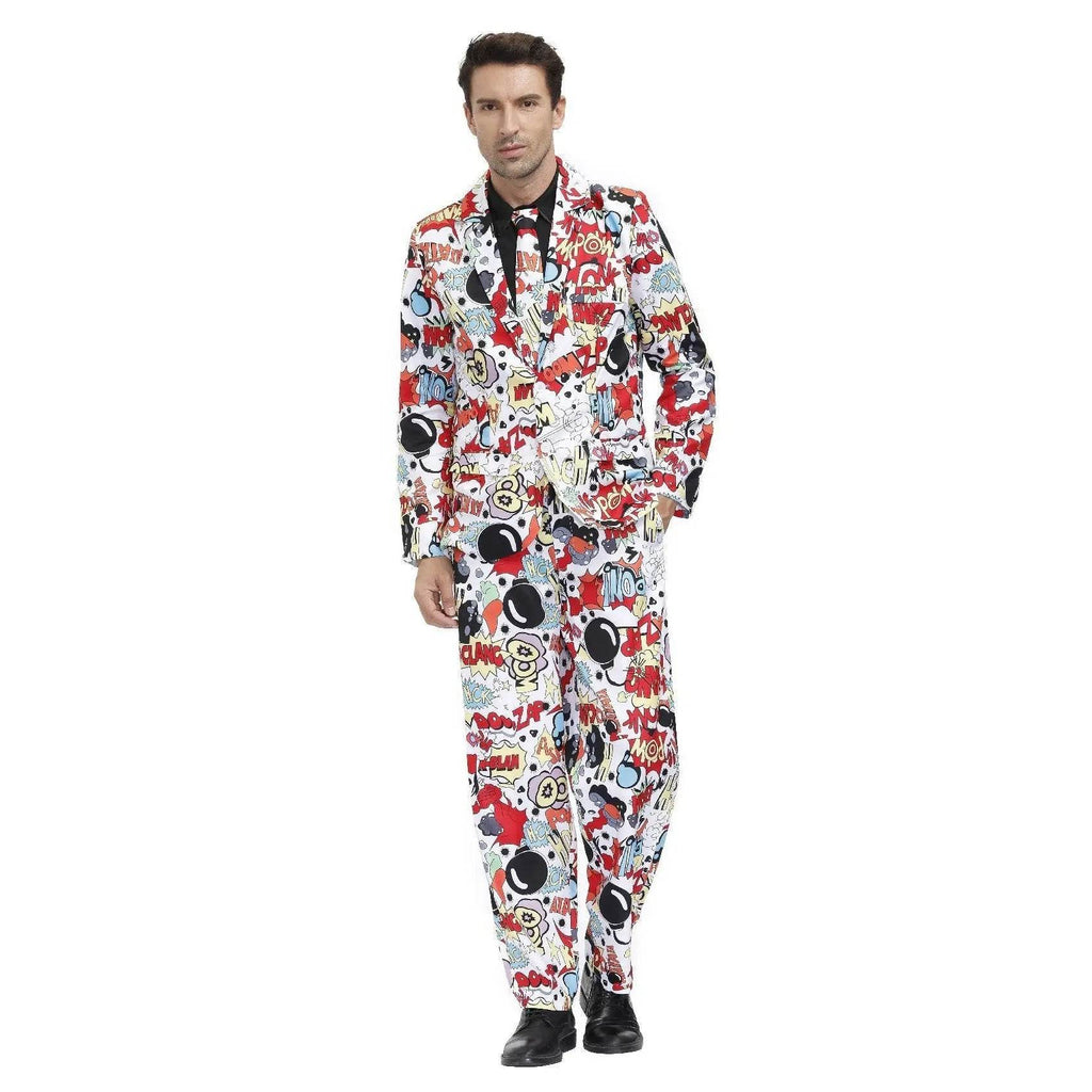 1980s Love Flower Print Suit 80s Costumes Cosplay Party Carnival - Azufun