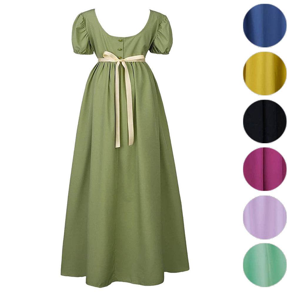 Bridgerton cosplay costume vintage regency Victorian tea dress - Azufun