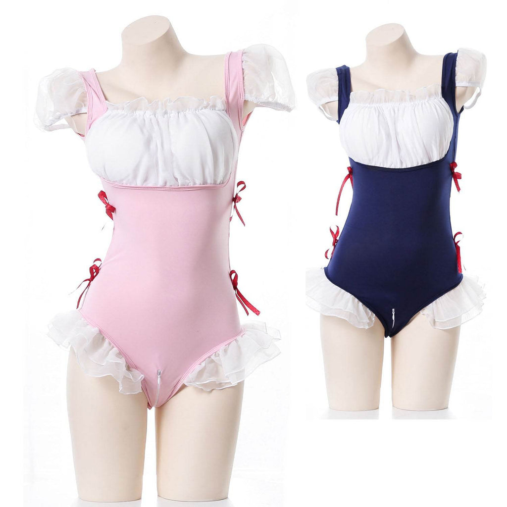 Lotus Leaf One-Piece Princess Maid Uniform Suit - Azufun