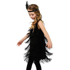1920s Kids girls Retro Latin dance Party costume tassel Dress - Azufun