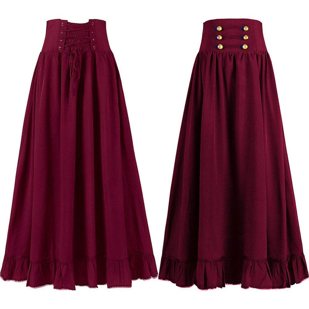 Medieval Women's Retro Style Waist Dance Skirt Dress - Azufun