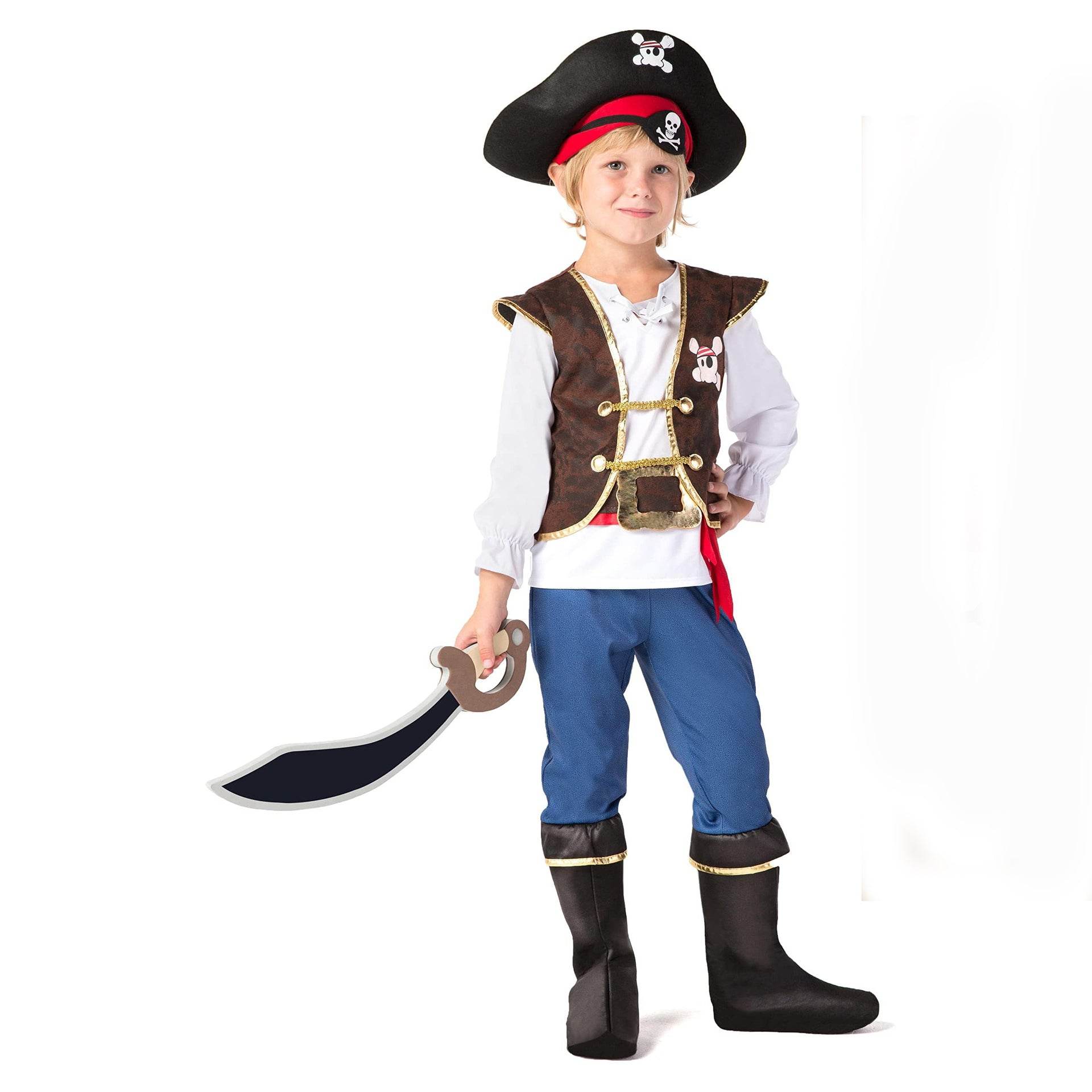 Halloween Kids Boys Girls Pirate Costume Set for Toddler Themed Party - Azufun