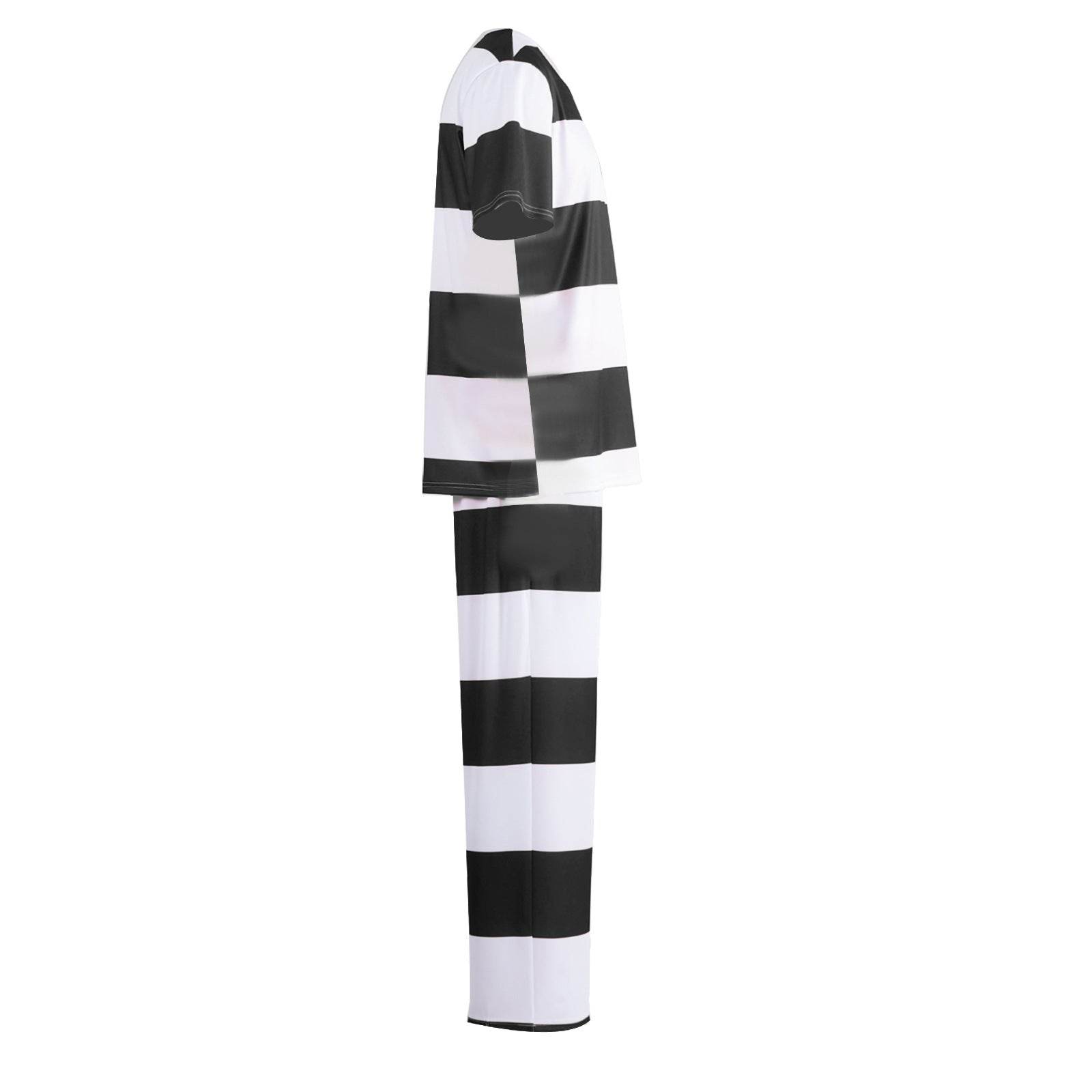 Halloween prison striped prisoner uniform role play adult costume - Azufun