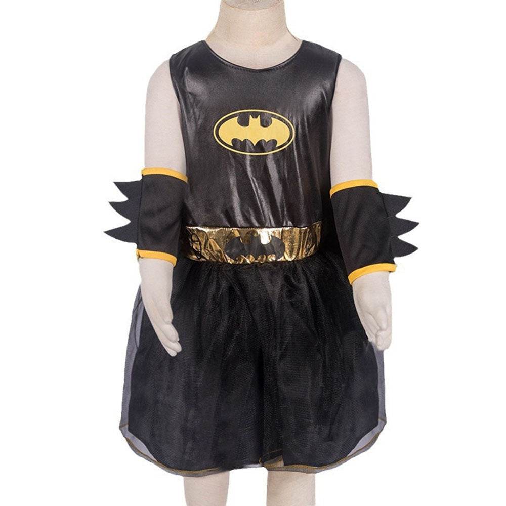 Black Bat man Costume Halloween For Kids Girl Full Set With Cape - Azufun