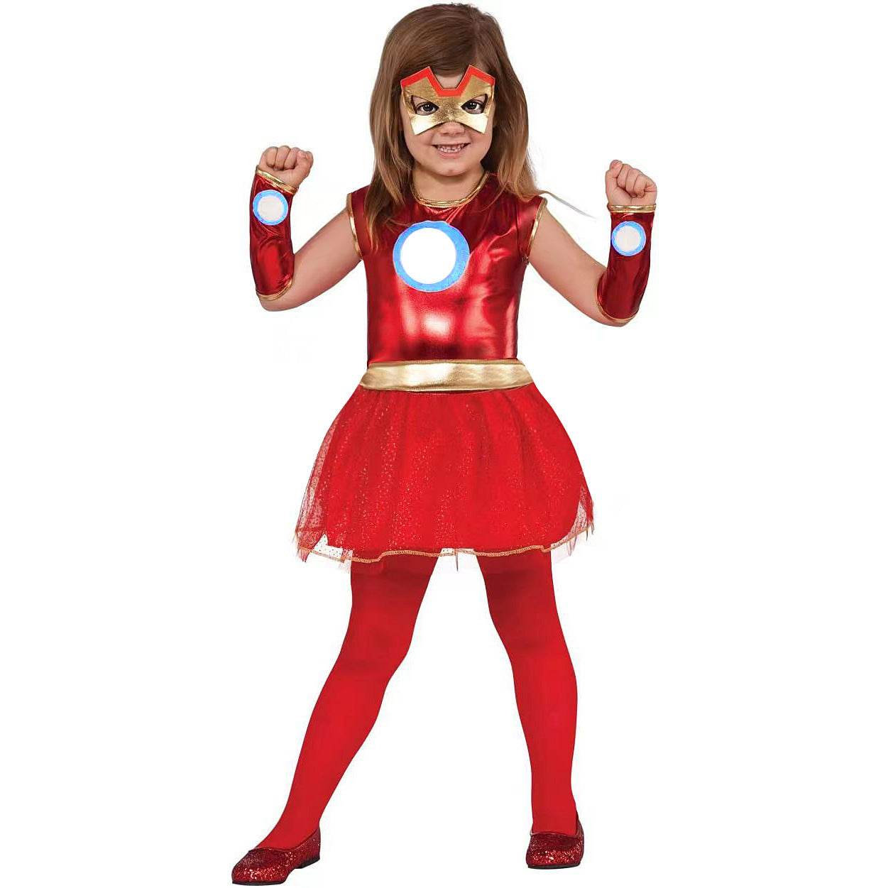 Iron Man Costume Halloween For Kids Girl Full set with Capge - Azufun