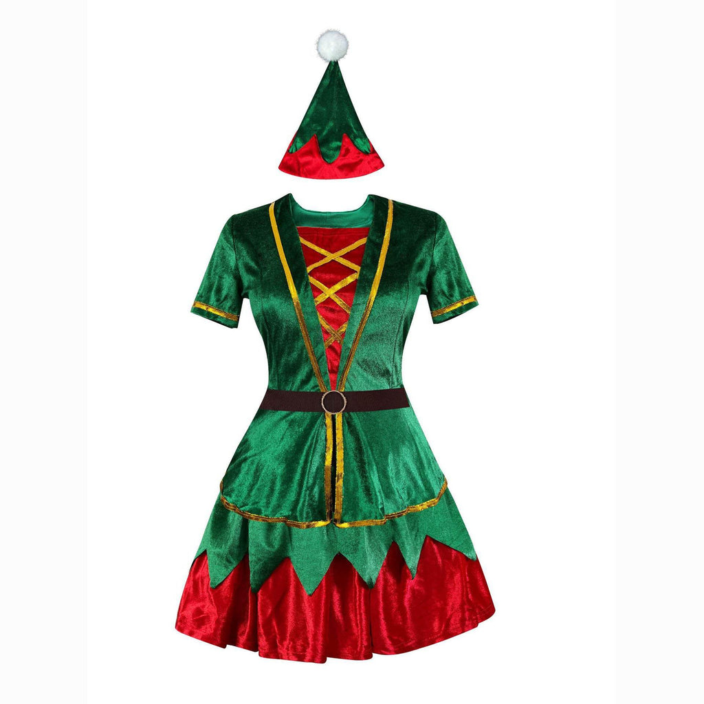 Green Christmas Party dress Costume adult couple stage costume - Azufun