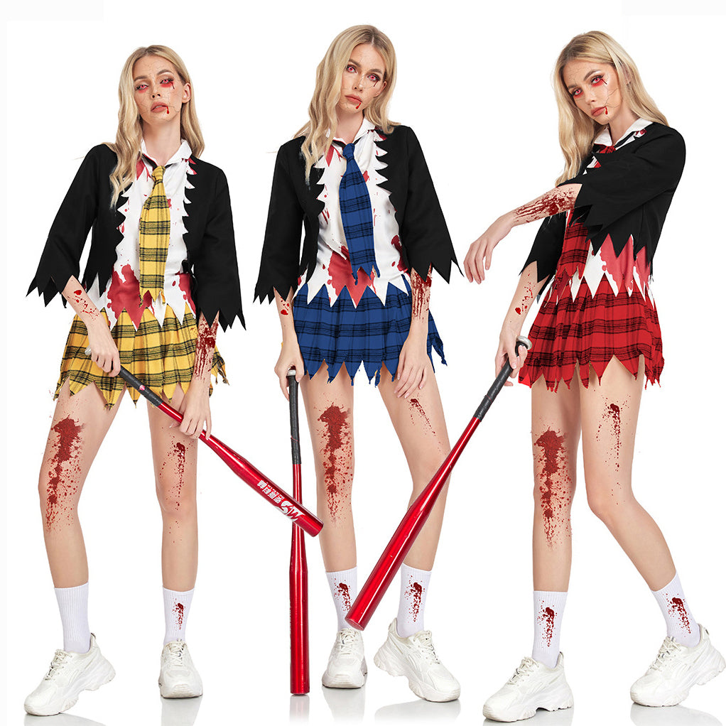 College Vampire Outfit Horror Zombie Student Uniform Party Women Halloween - Azufun