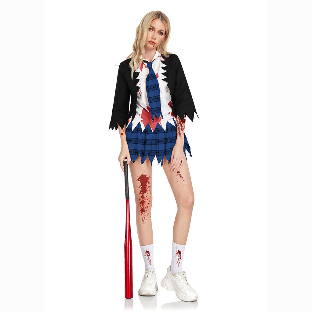 College Vampire Outfit Horror Zombie Student Uniform Party Women Halloween - Azufun